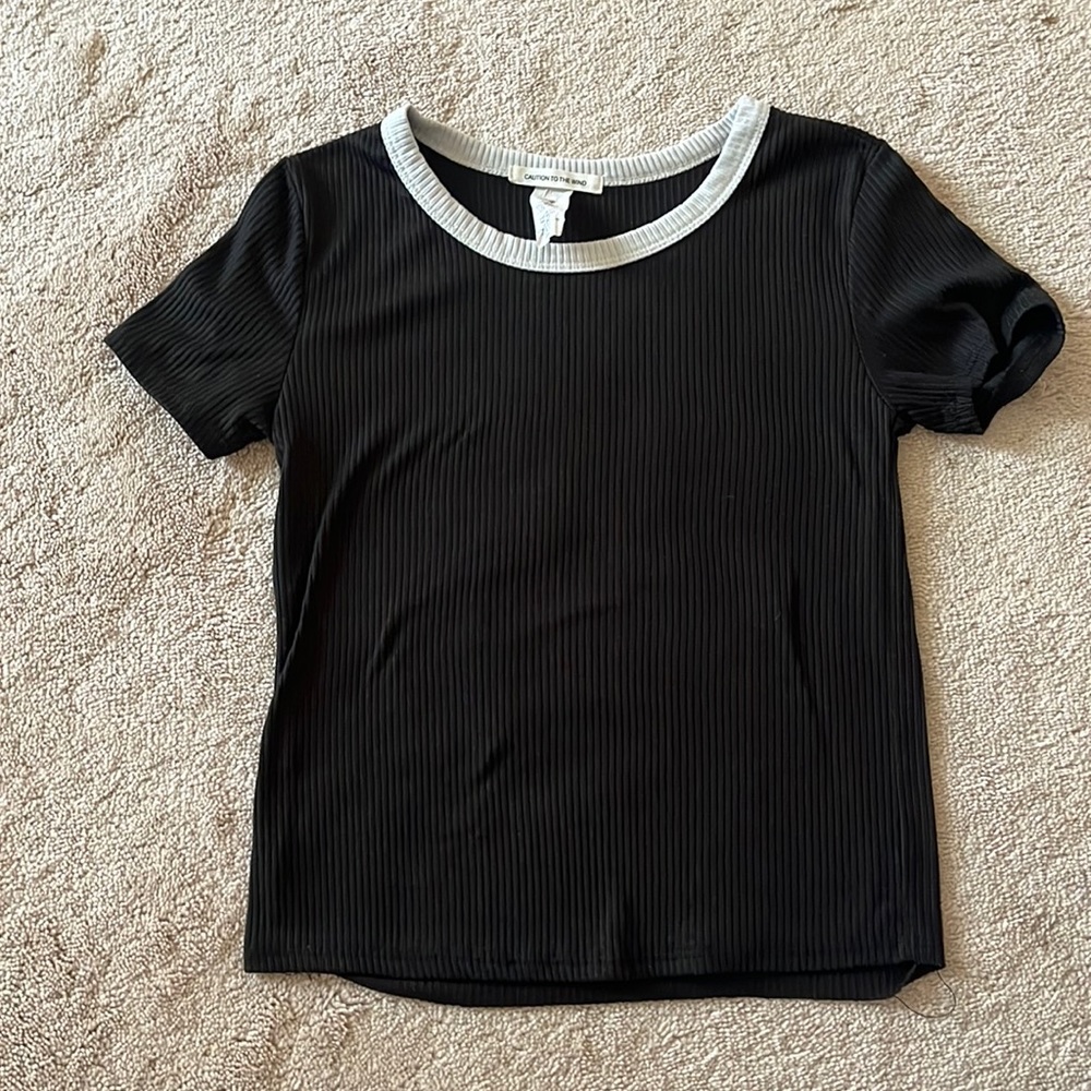 caution to the wind black crop top